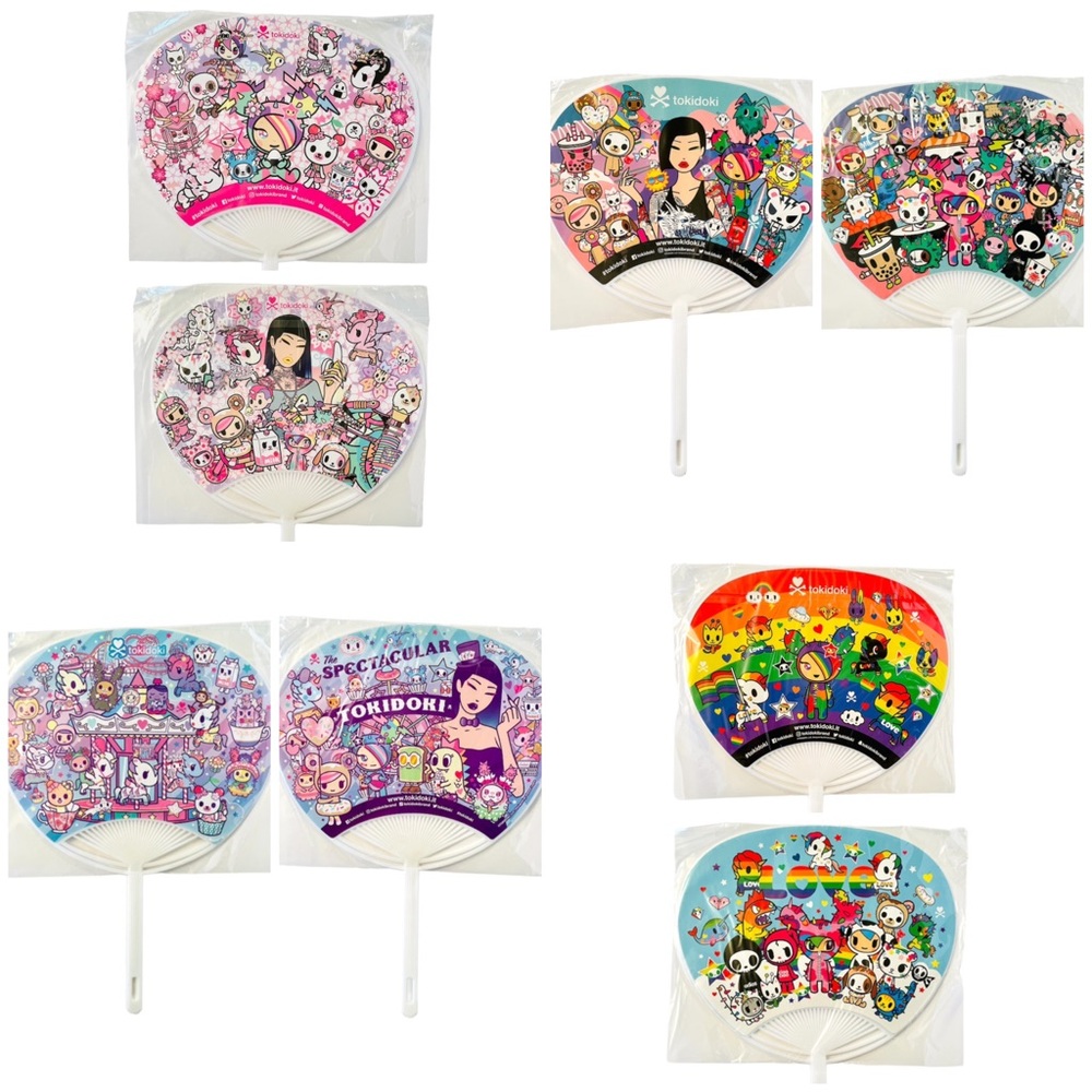 Tokidoki Hand Fans Unicorno Donutella Cactus Cute Colorful Designs Lot of 4 NEW